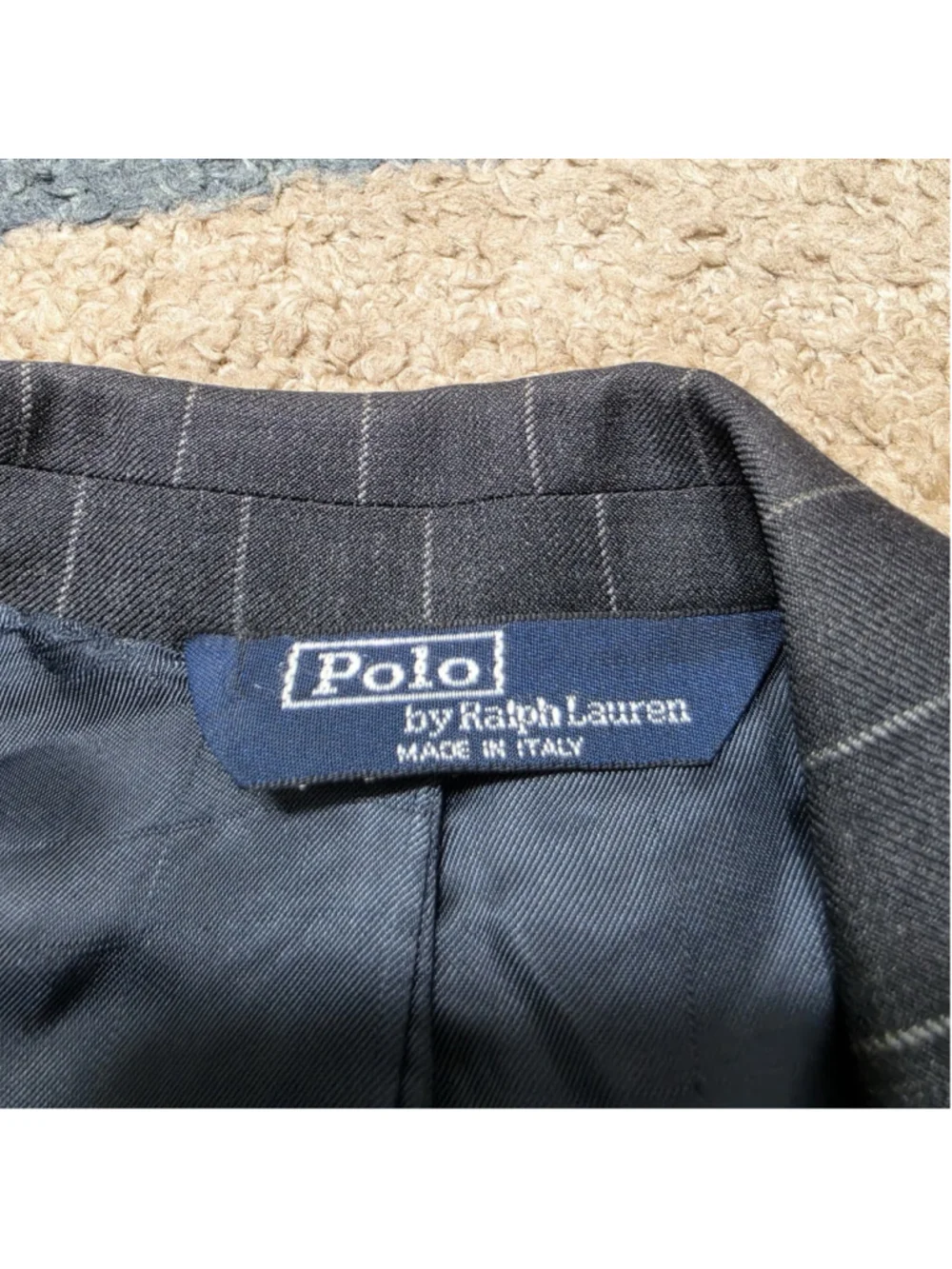 Polo Ralph Lauren Blazer Mens 40R Gray Pinstripe Worsted Union Made In Italy